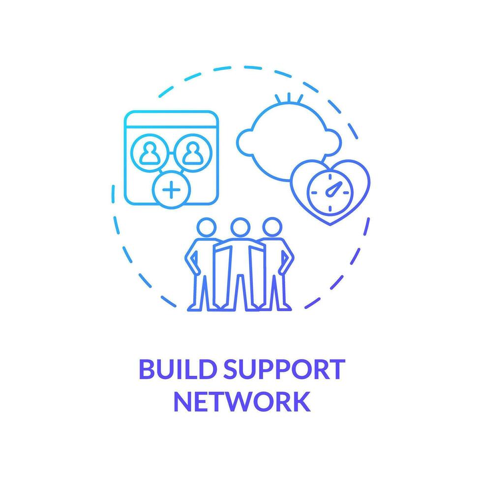 2D gradient icon build support network concept, isolated vector, illustration representing parenting children with health issues. vector