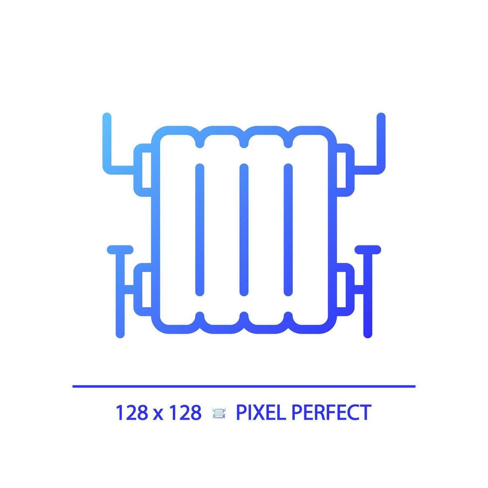 2D pixel perfect gradient water heater icon, isolated vector, blue thin line illustration representing plumbing. vector