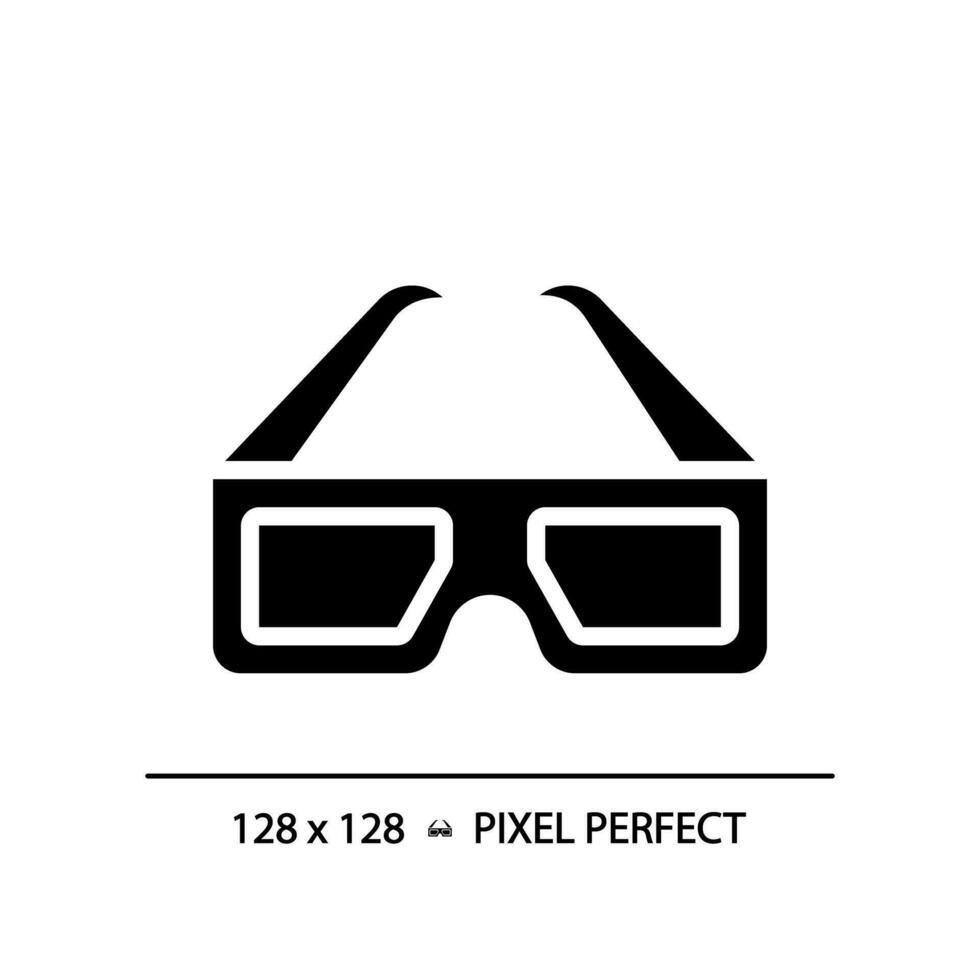 2D pixel perfect 3D goggles icon, isolated vector, silhouette illustration representing VR, AR and MR. vector