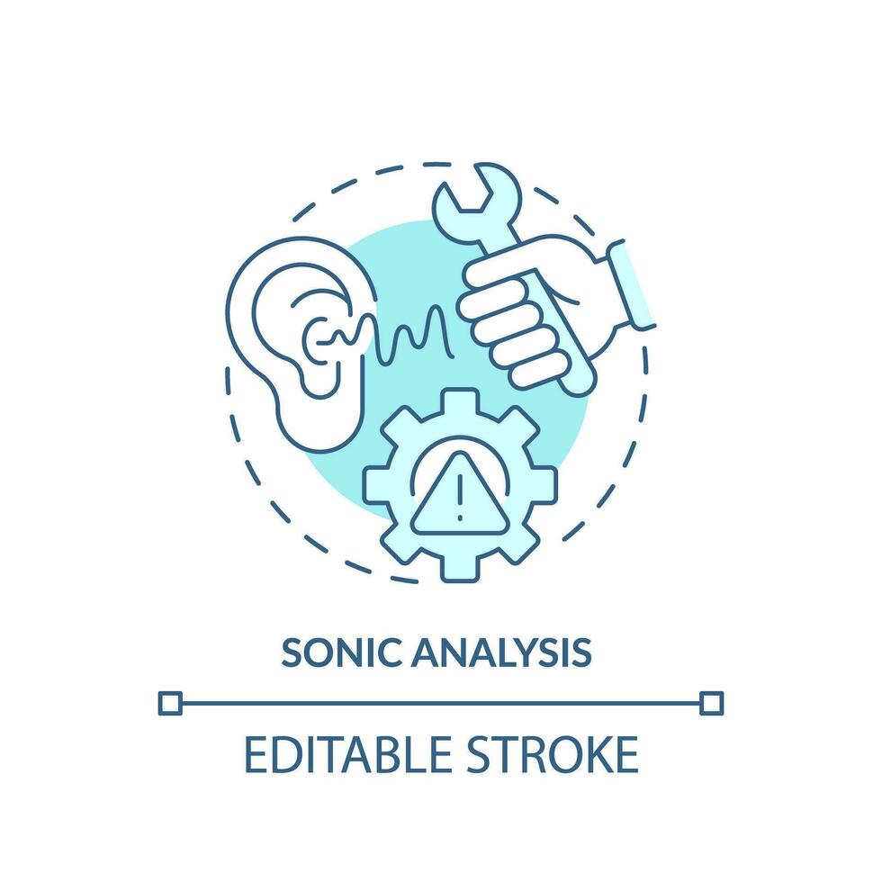 2D editable blue icon sonic analysis concept, isolated vector, predictive maintenance thin line monochromatic illustration. vector