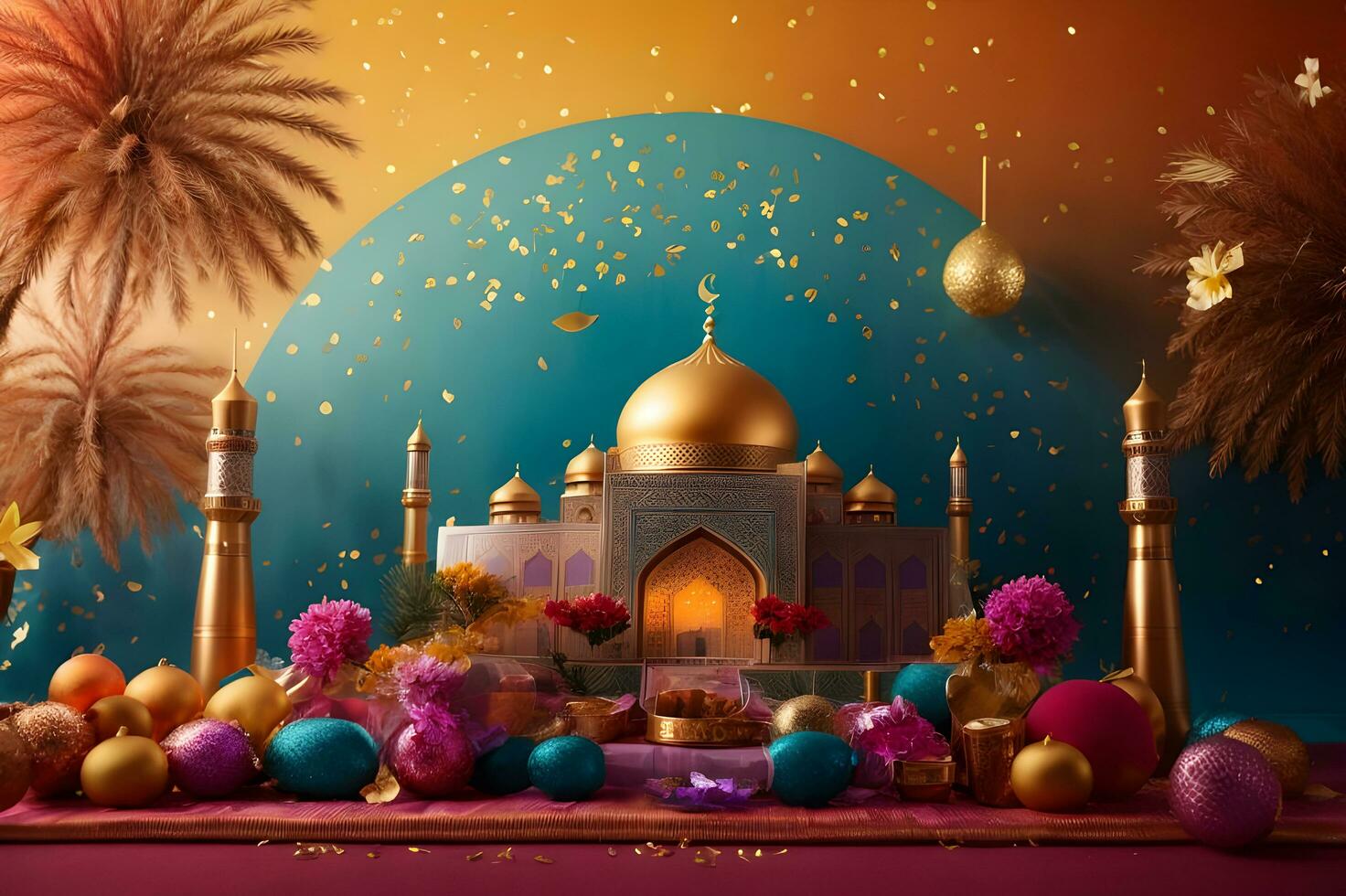 Islamic new year celebration, 4k resolution. AI Generated. photo