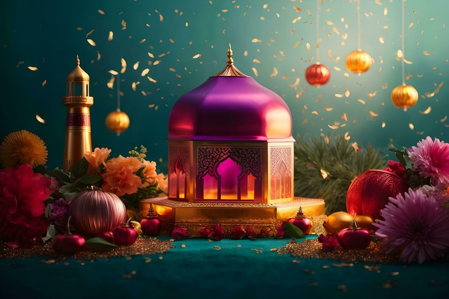 Islamic new year celebration, 4k resolution. AI Generated. photo