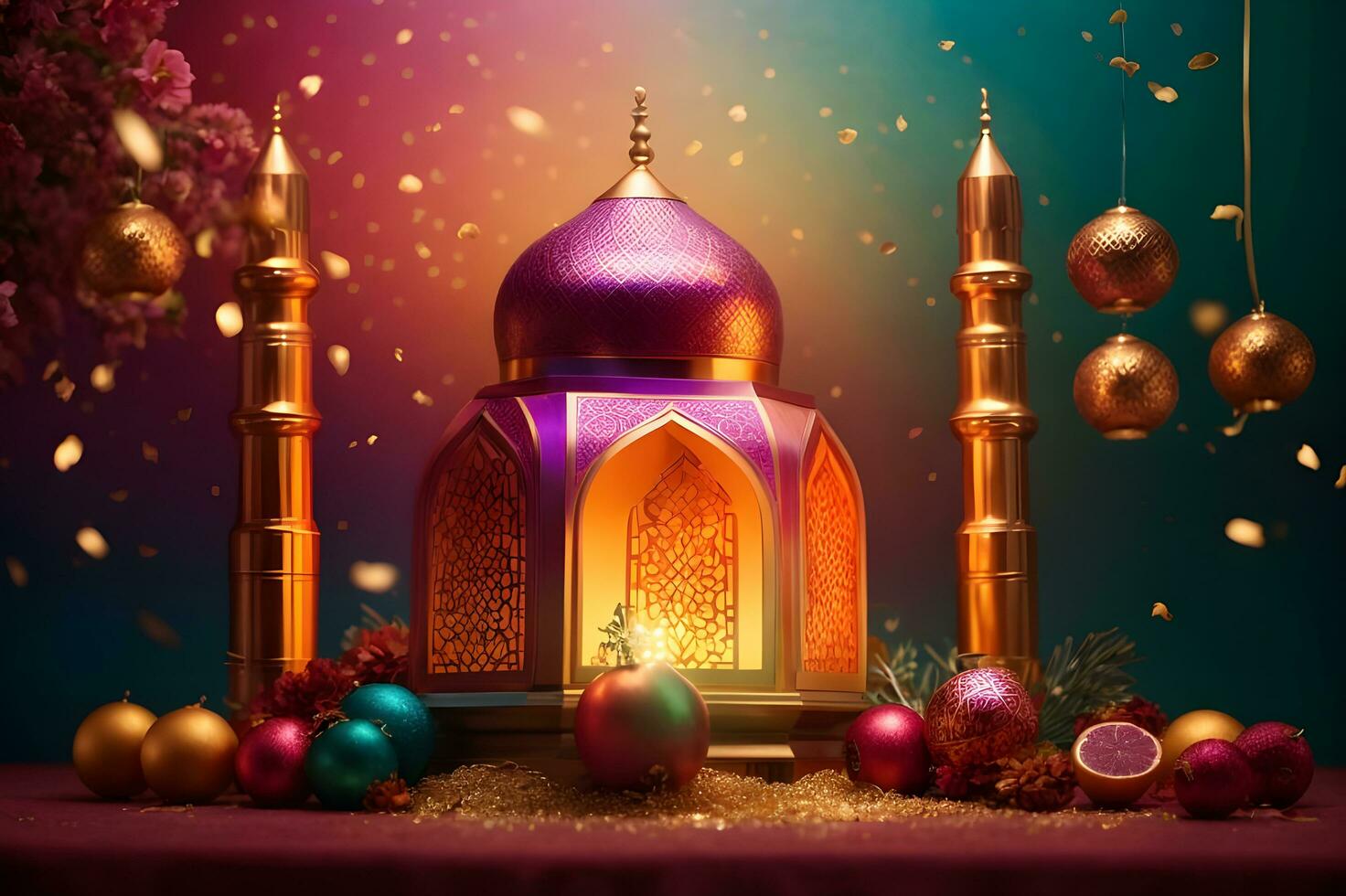 Islamic new year celebration, 4k resolution. AI Generated. photo