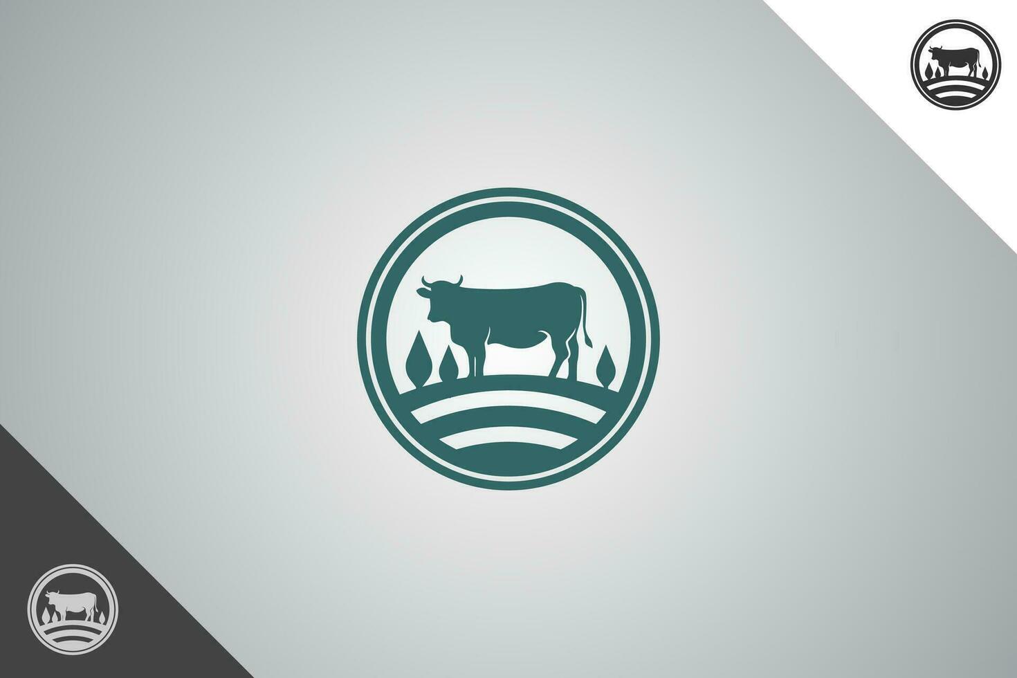 Cow logo. Minimal and modern logotype. Perfect logo for business related to agriculture industry, wheat farm, farm field, natural harvest, breeder. Isolated background. Vector eps 10.