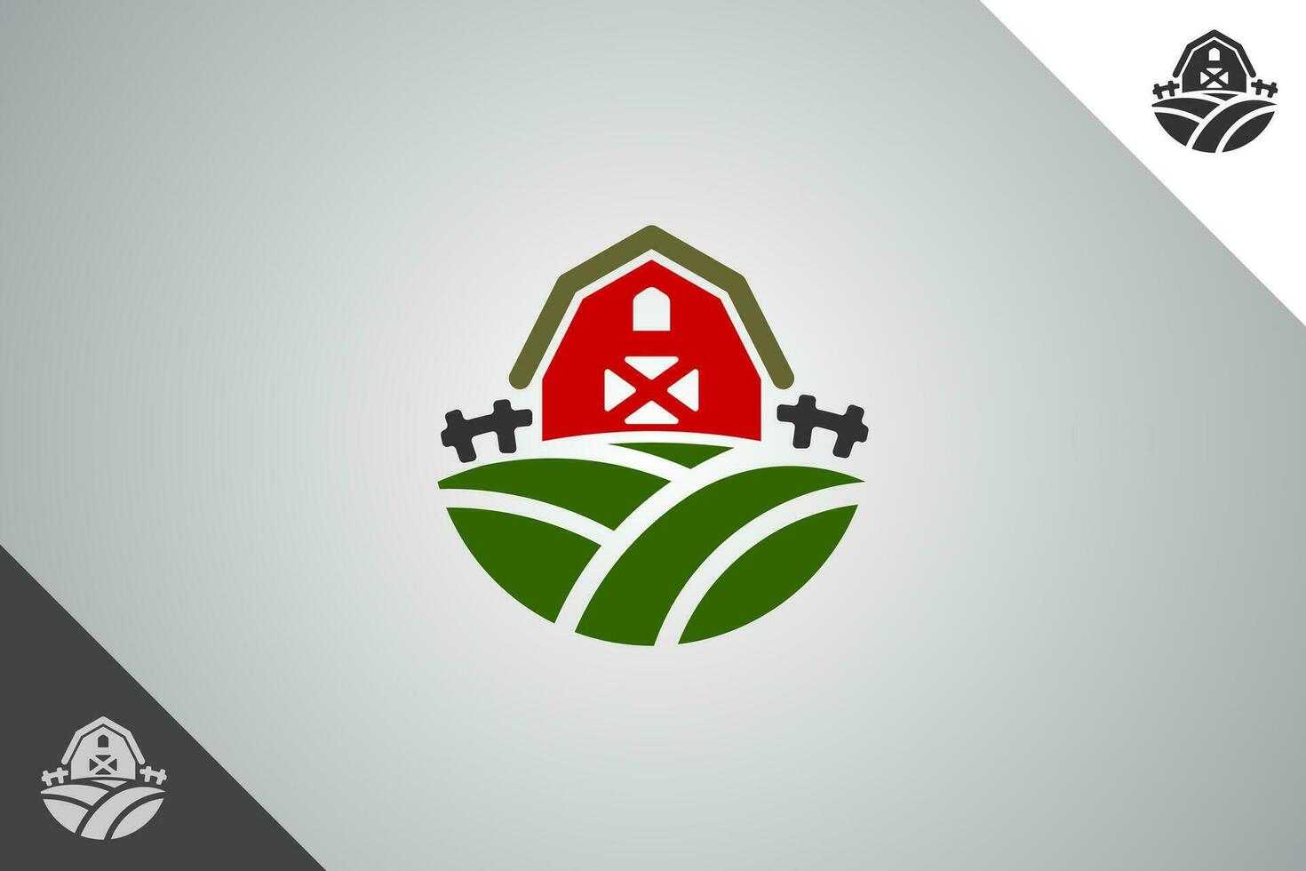Barn logo. Minimal and modern logotype. Perfect logo for business related to agriculture industry, wheat farm, farm field, natural harvest, breeder. Isolated background. Vector eps 10.