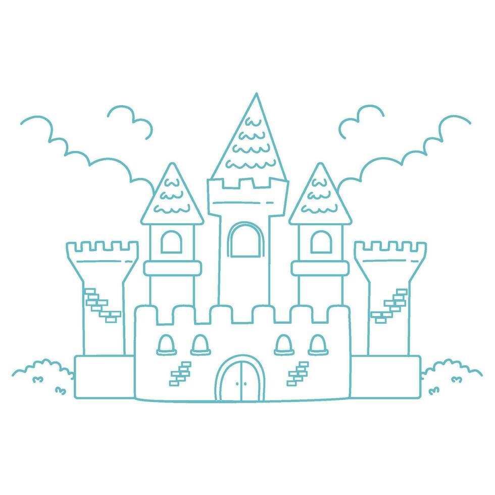 castle coloring page for kids outline vector