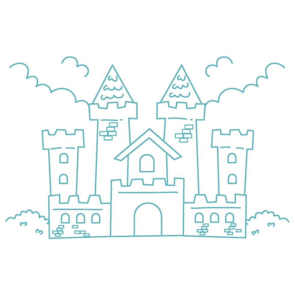 fairytale castle hand drawn style vector