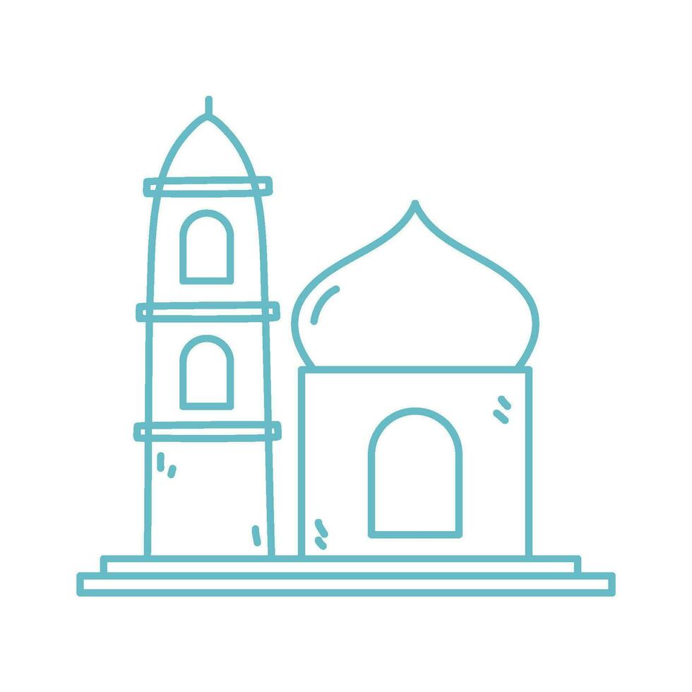 hand drawn mosque in doodle style vector