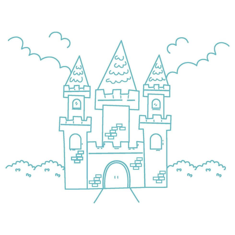 printable castle coloring page outline vector