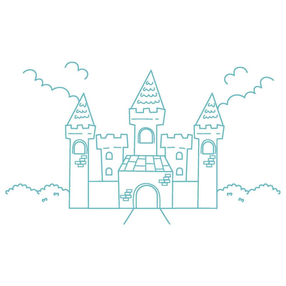 fairytale castle hand drawn design vector