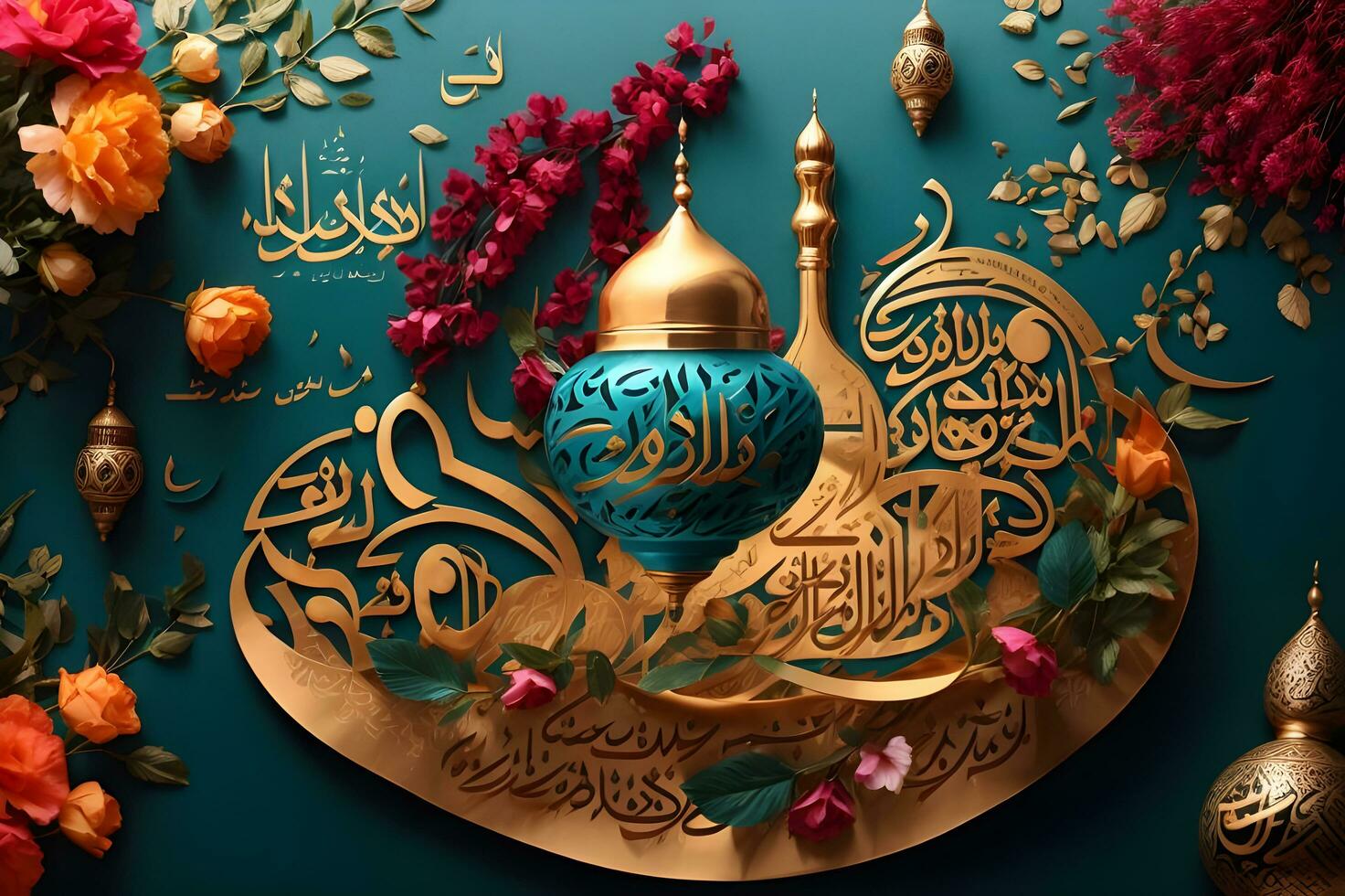 Islamic new year celebration, 4k resolution. AI Generated. photo