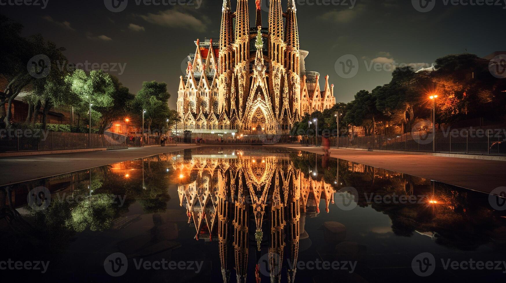 noche ver de sagrada familia. generativo ai foto