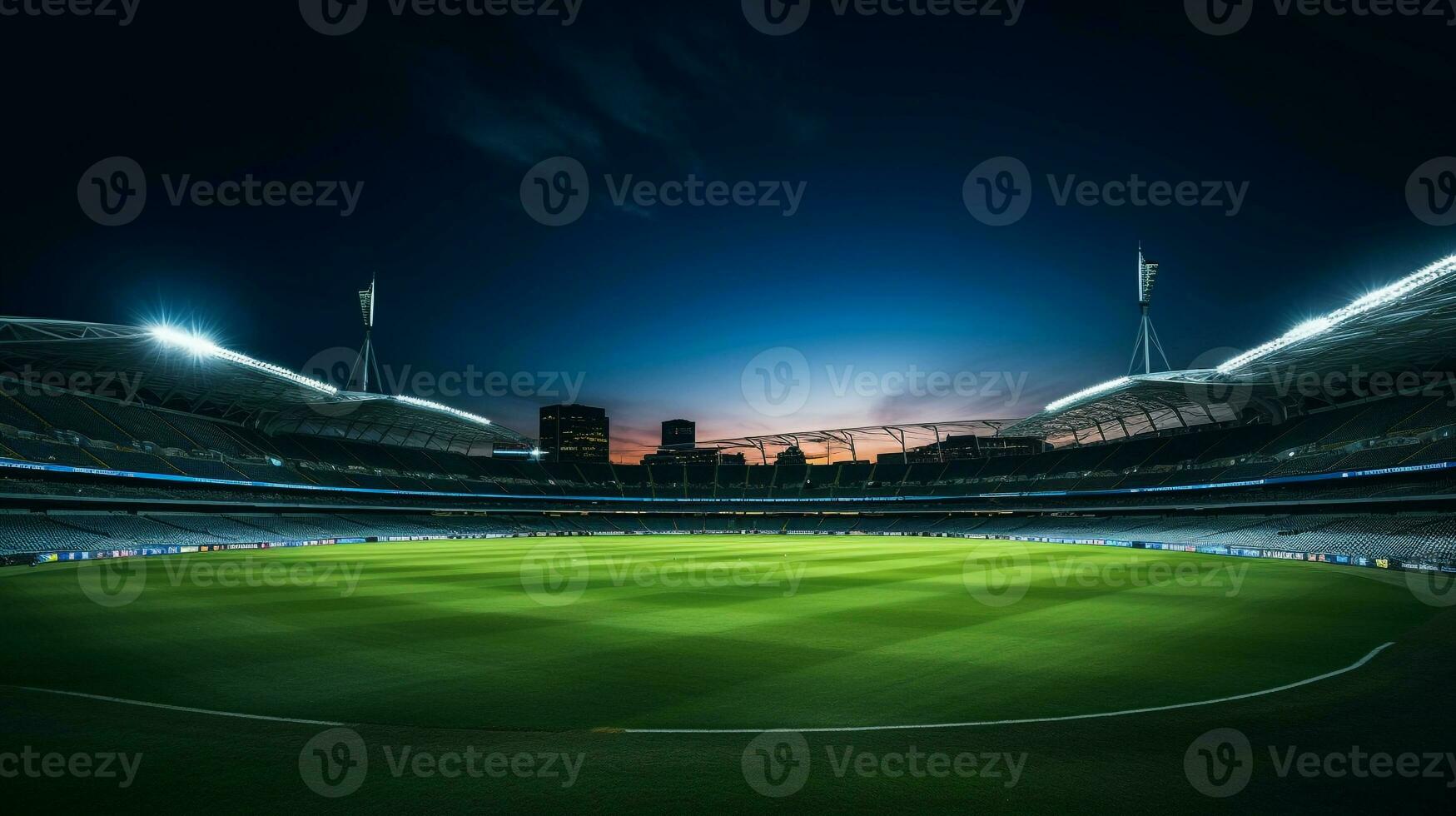 Night view of Melbourne Cricket Ground. Generative AI photo