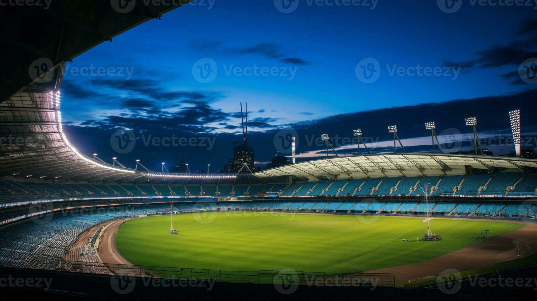 Night view of Melbourne Cricket Ground. Generative AI photo