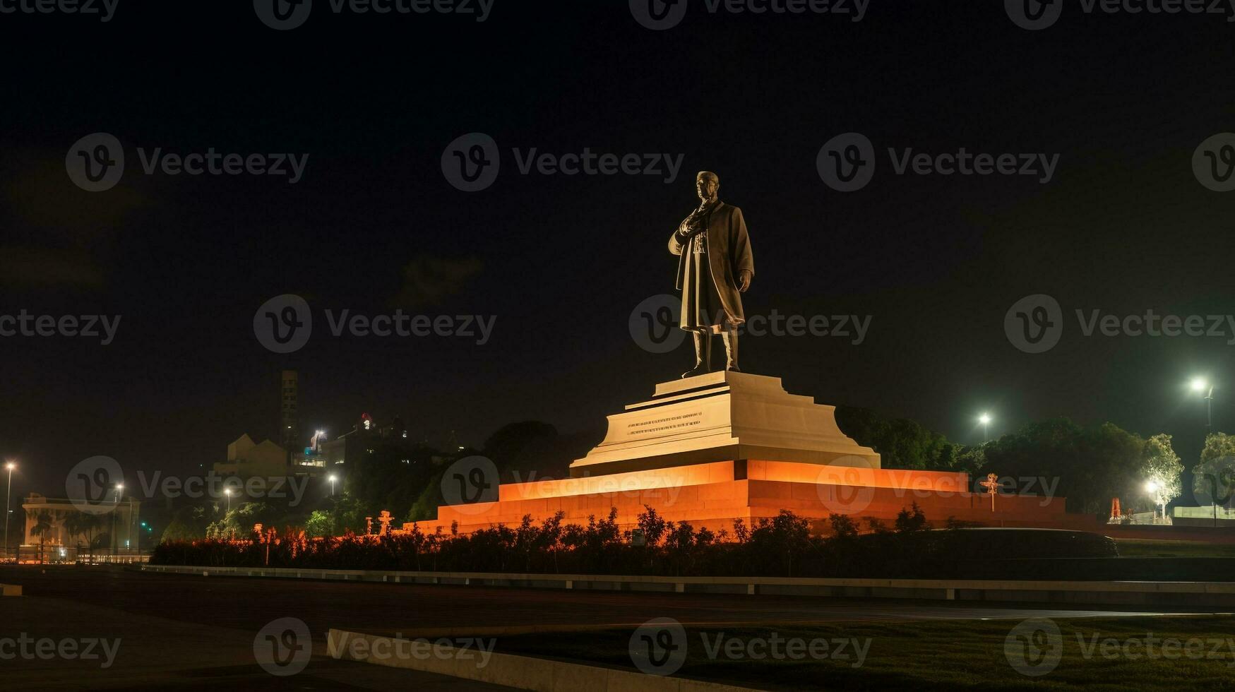 Night view of National Heroes Acre. Generative AI photo