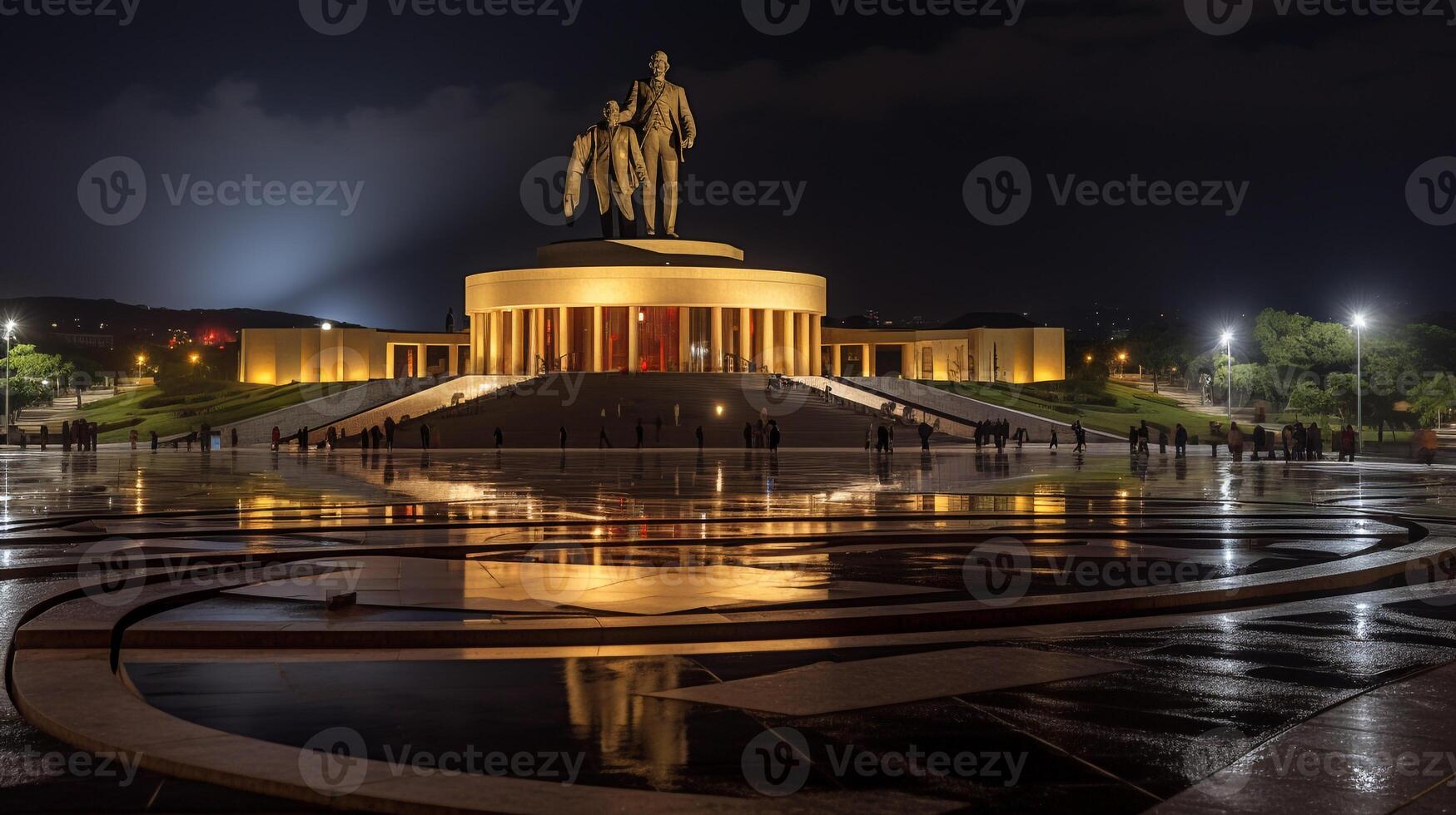 Night view of National Heroes Acre. Generative AI photo