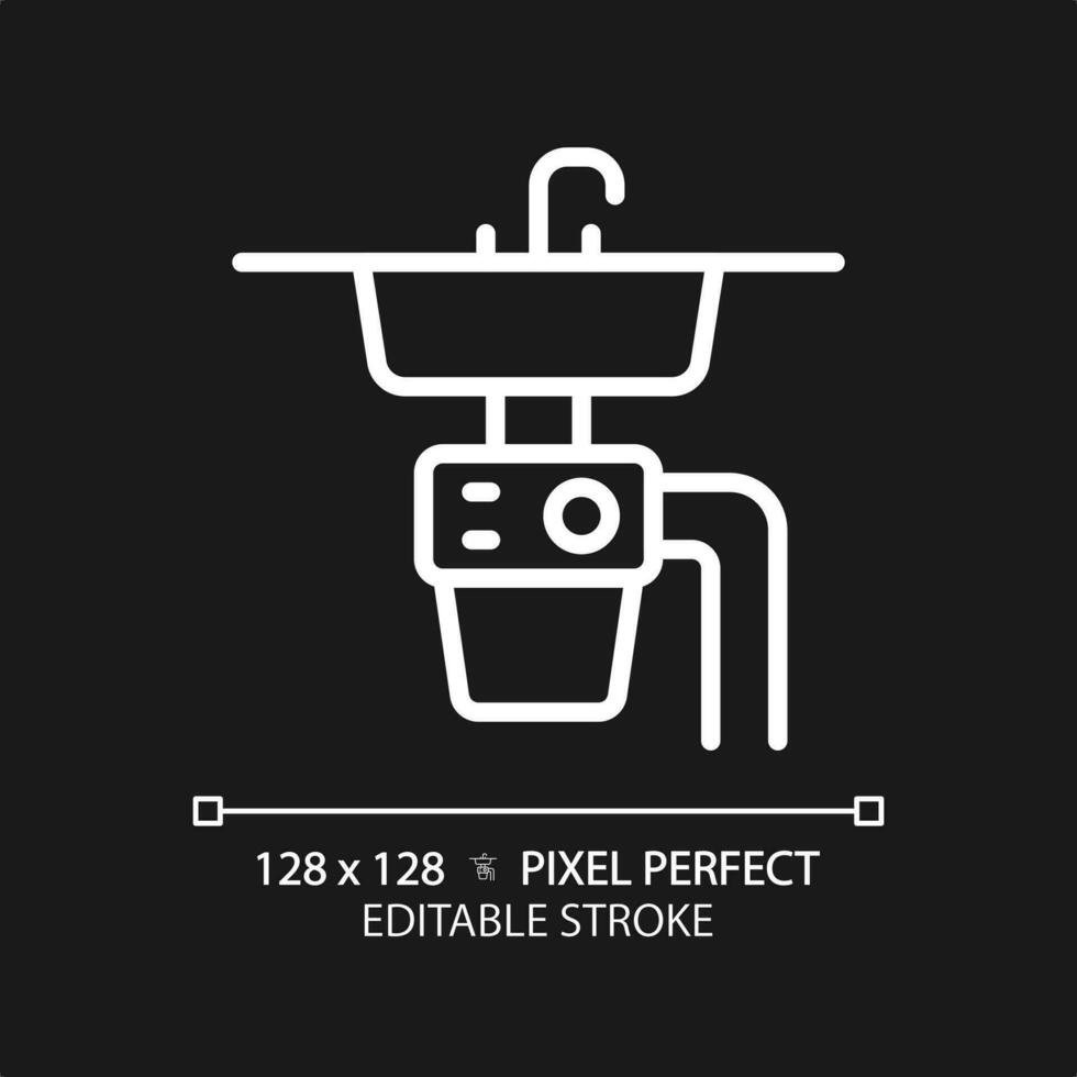2D pixel perfect editable white sink icon, isolated vector, thin line illustration representing plumbing. vector