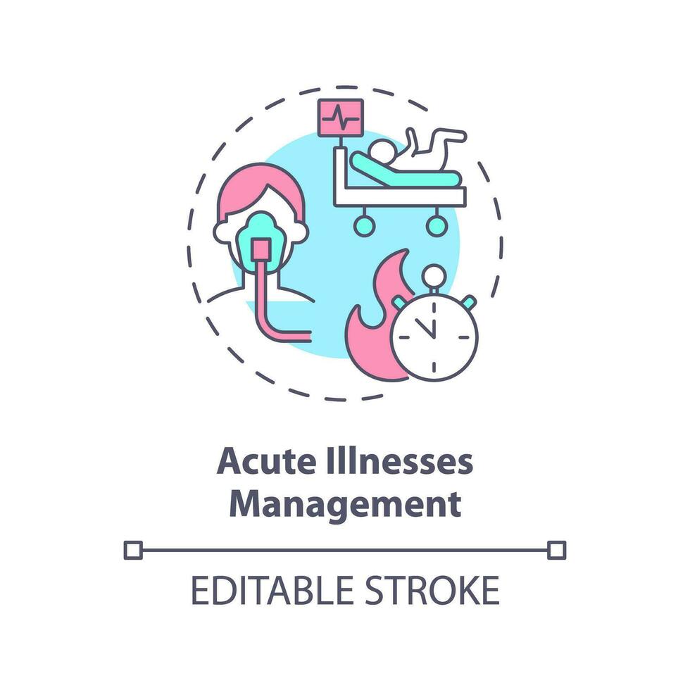 Acute illnesses management concept icon. Child injury. Operating room. Pain relief. Rapid response. Urgent care abstract idea thin line illustration. Isolated outline drawing. Editable stroke vector