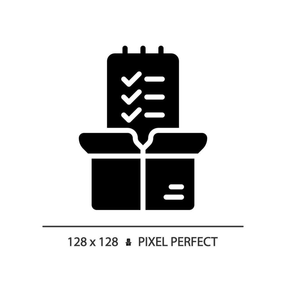 Pixel perfect glyph style quality control icon, isolated vector, product management illustration. vector