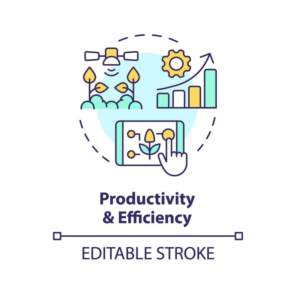 Productivity and efficiency multi color concept icon. Increase performance. Agricultural field. Smart farming. Round shape line illustration. Abstract idea. Graphic design. Easy to use vector