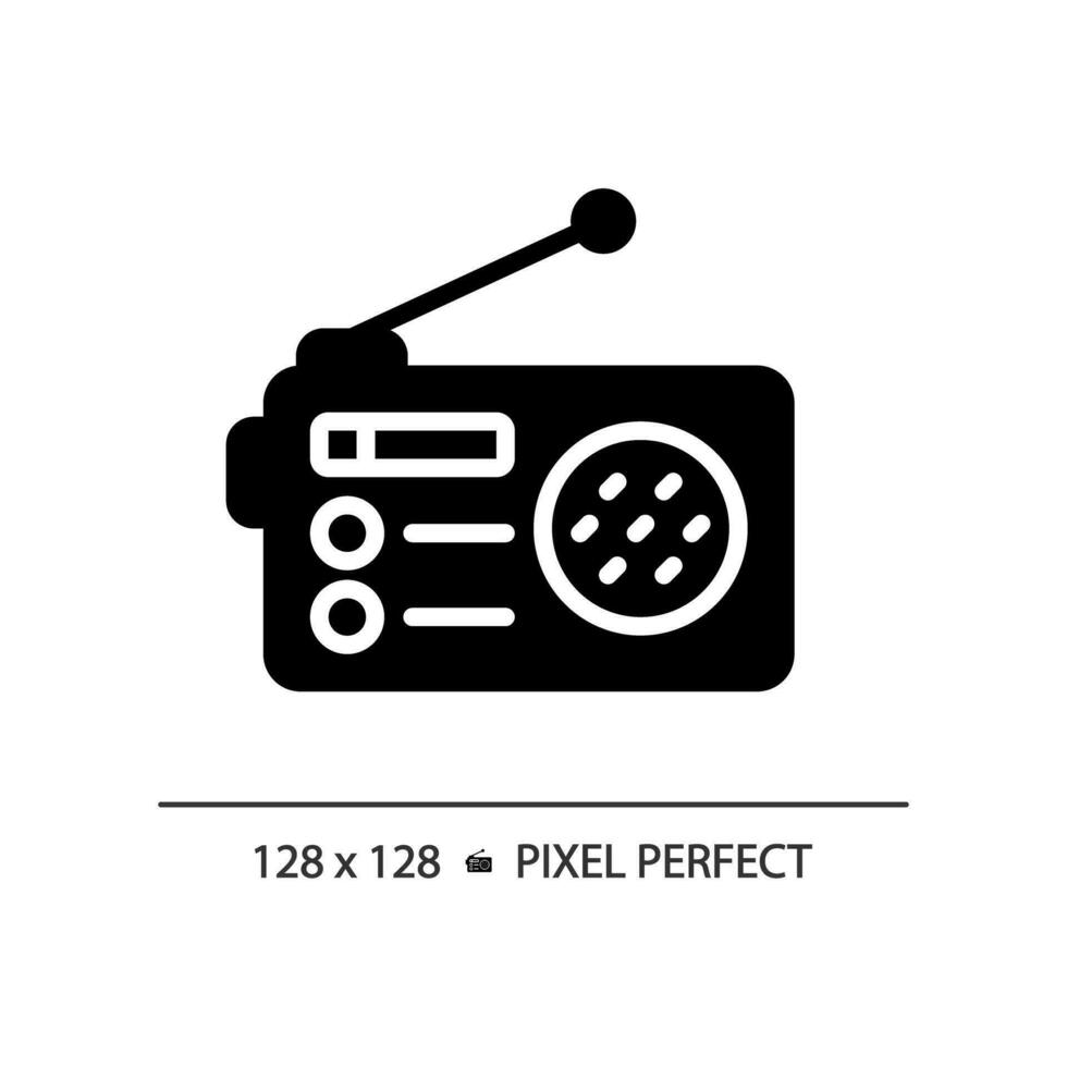 2D pixel perfect glyph style radio icon, isolated vector, thin line illustration representing journalism. vector