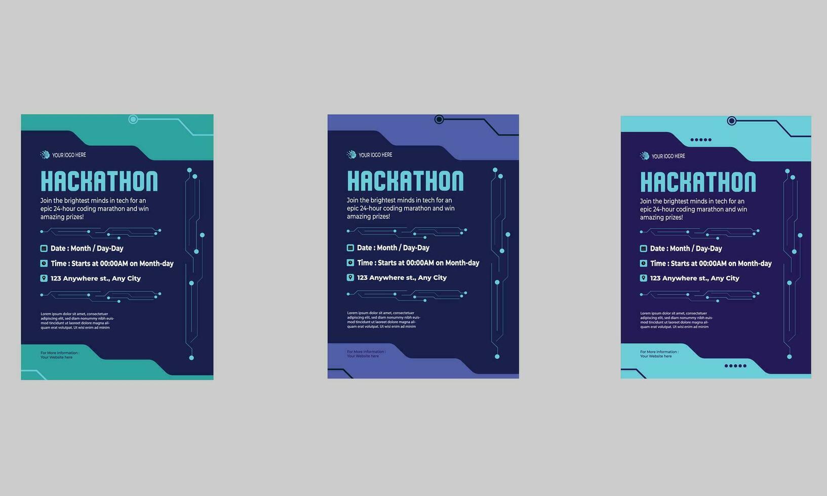 hackathon volantes diseño vector plantillas