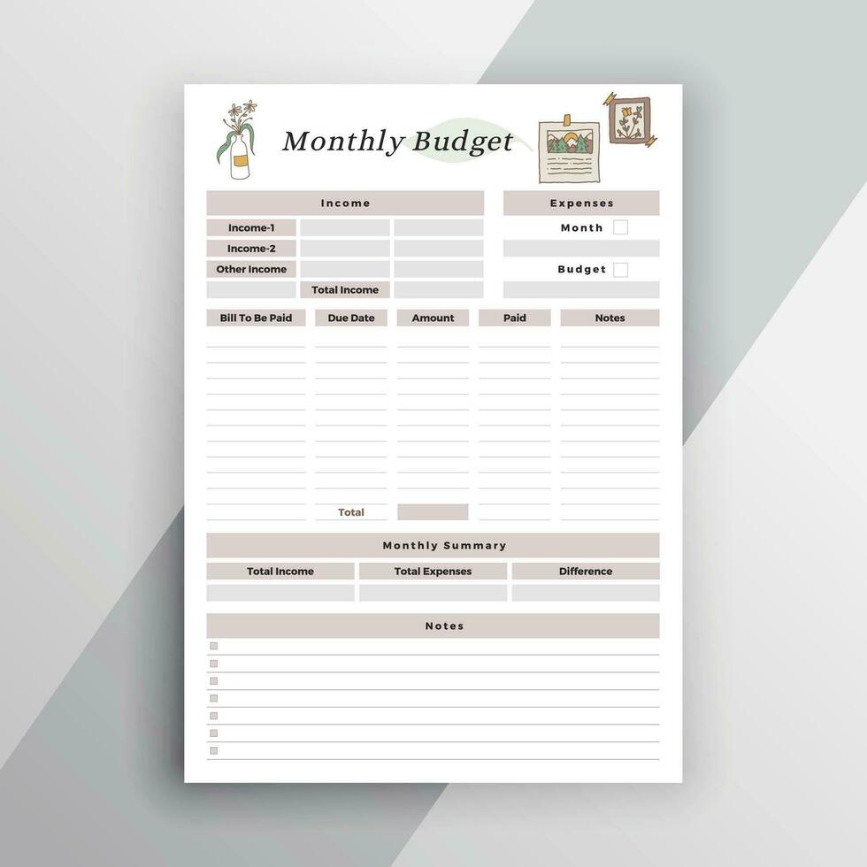 Monthly Budget Vector Editable file