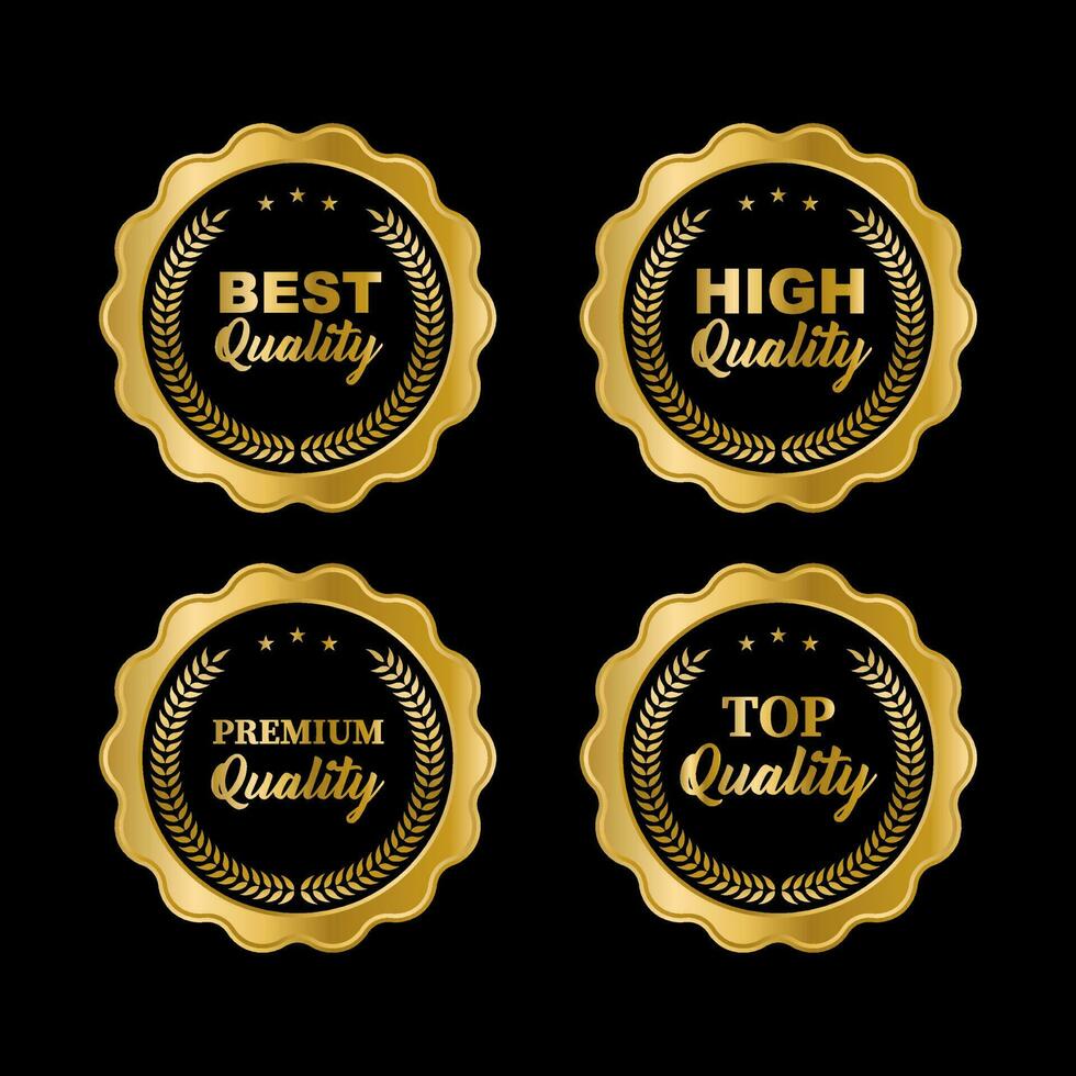 ollection of blue top quality badges with gold border vector