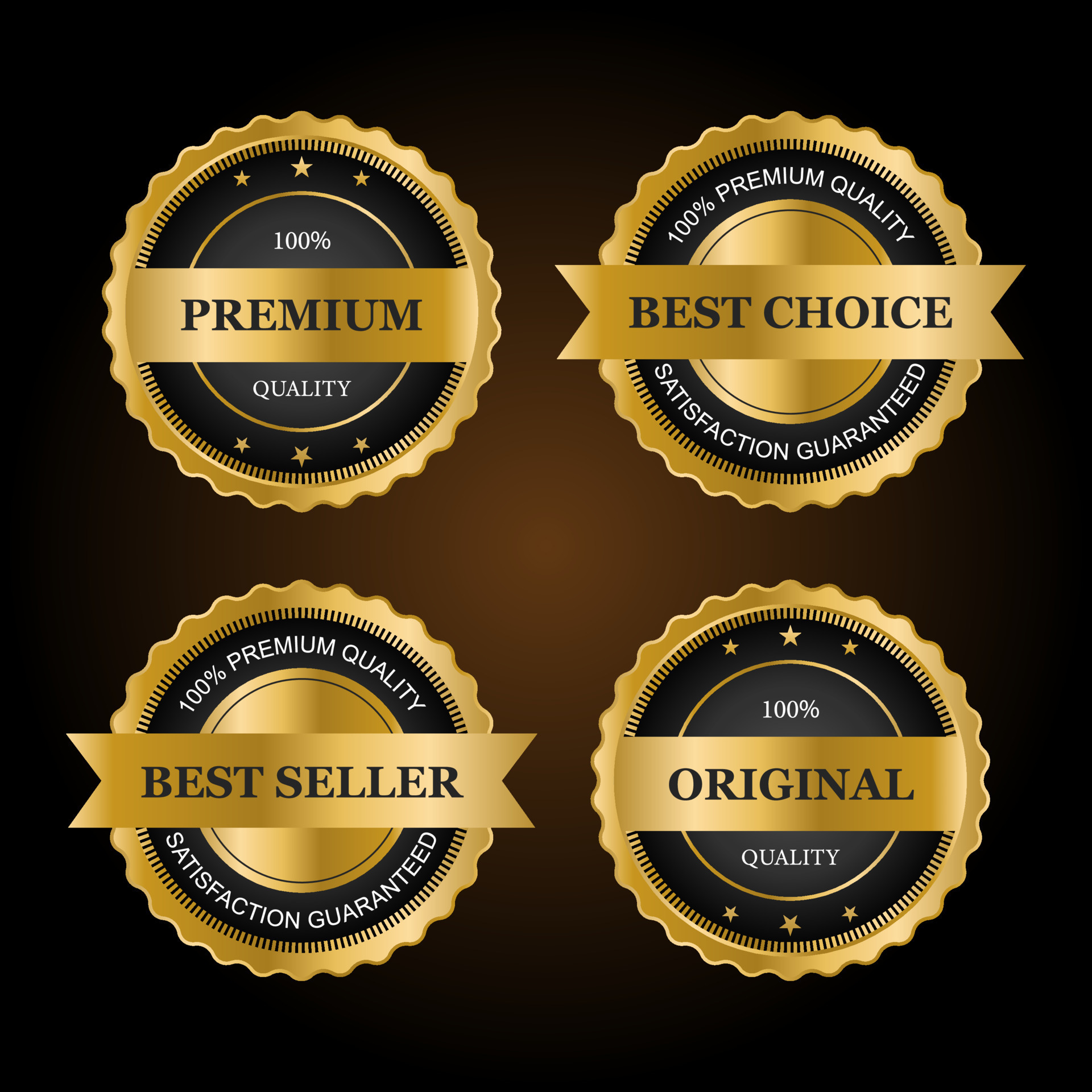 Guaranteed premium quality gold sign round label Vector Image