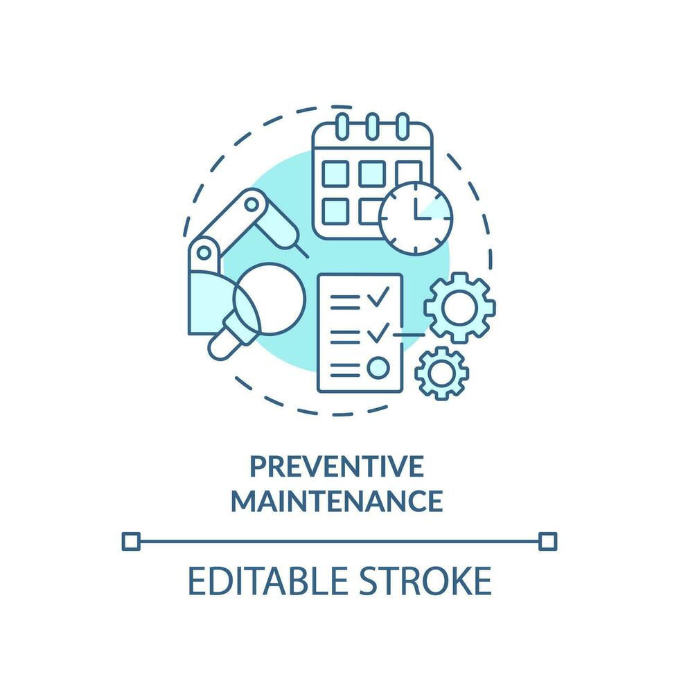 2D editable blue icon preventive maintenance concept, isolated vector, predictive maintenance thin line monochromatic illustration. vector