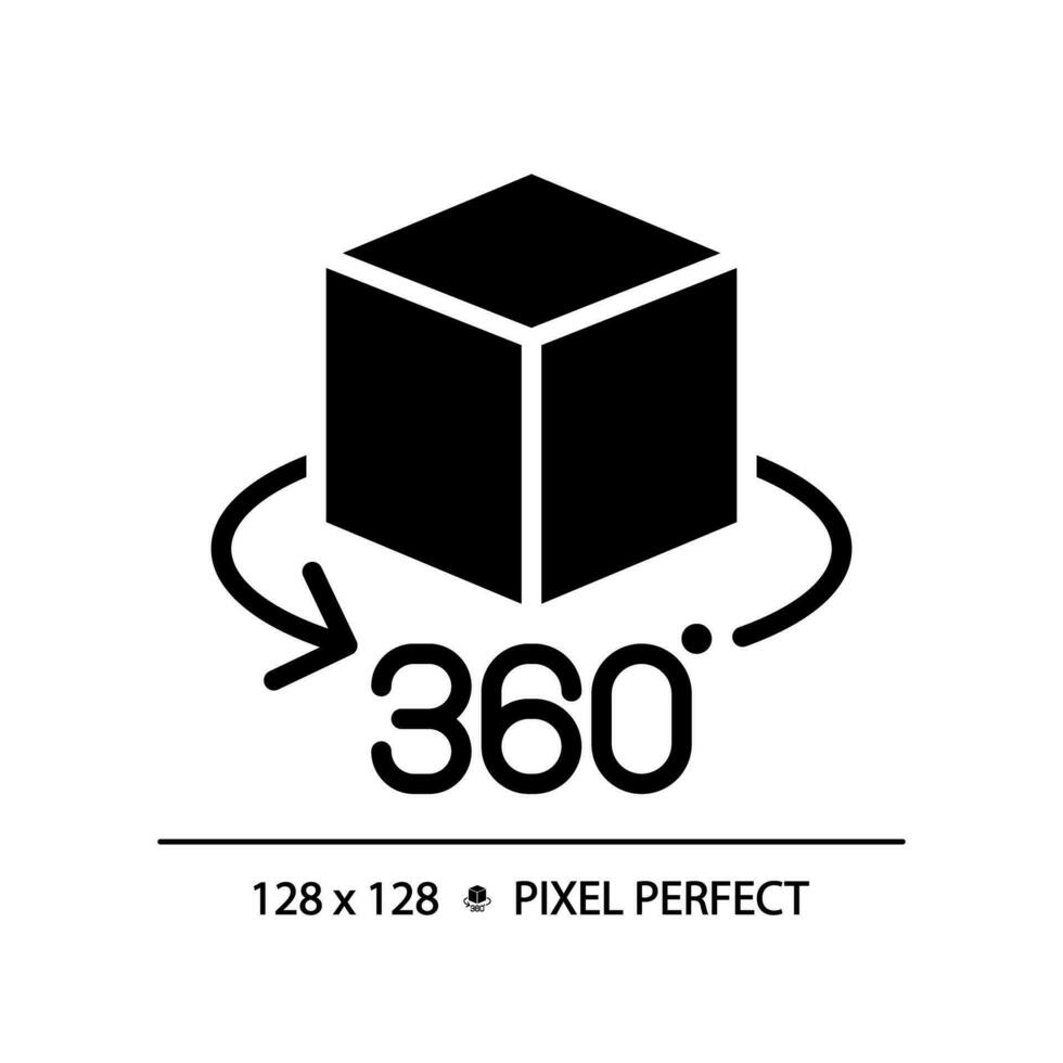 2d píxel Perfecto glifo estilo vr 360 icono, aislado vector, silueta ilustración representando realidad virtual, Arkansas y Sres. vector