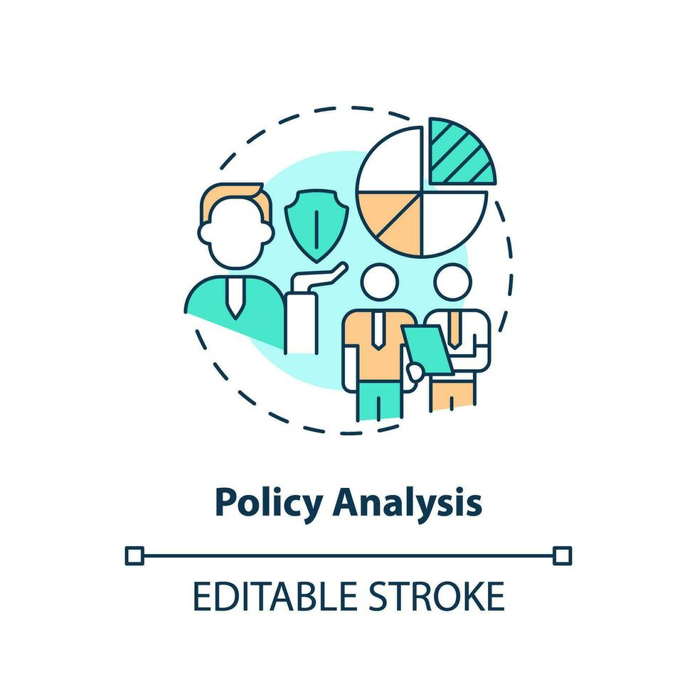 Editable policy analysis icon concept, isolated vector, lobbying government thin line illustration. vector