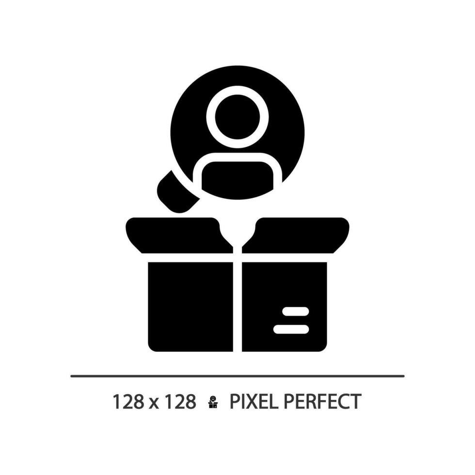 Pixel perfect glyph style customer focus icon, isolated vector, product management illustration. vector
