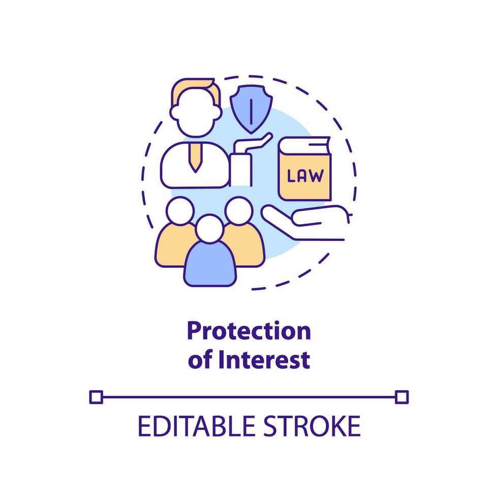 Editable protection of interest icon concept, isolated vector, lobbying government thin line illustration. vector