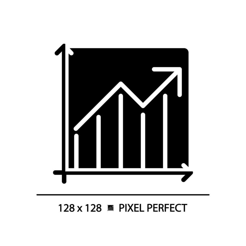 Growth diagram black glyph icon. Business chart. Arrow going up. Financial analysis. Economic indicator. Increase sales. Silhouette symbol on white space. Solid pictogram. Vector isolated illustration