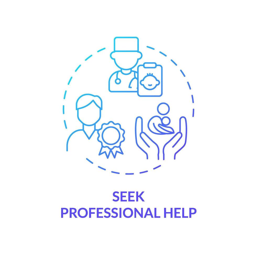 2D gradient icon seek professional help concept, isolated vector, illustration representing parenting children with health issues. vector