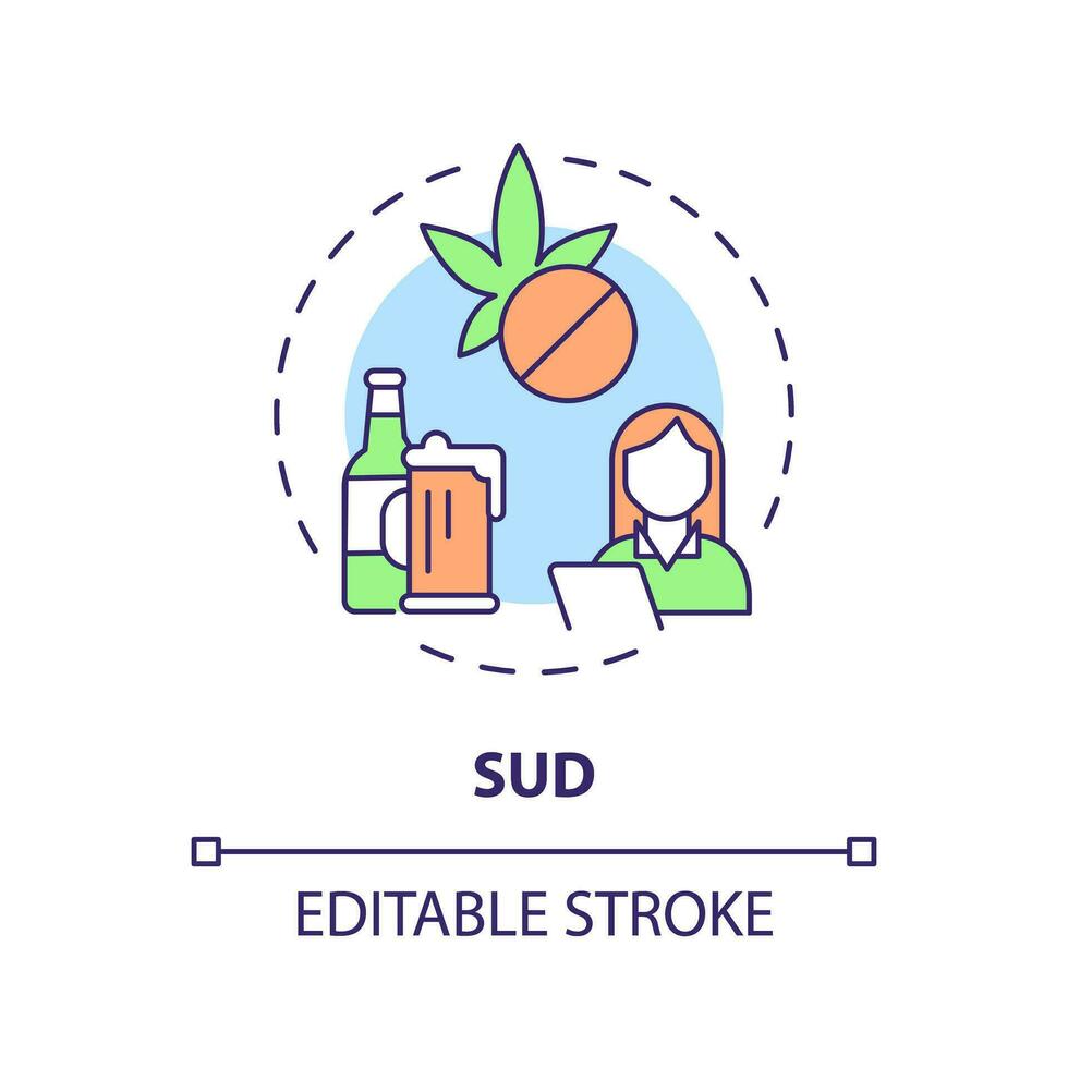 2D editable SUD thin line icon concept, isolated vector, multicolor illustration representing behavioral therapy. vector