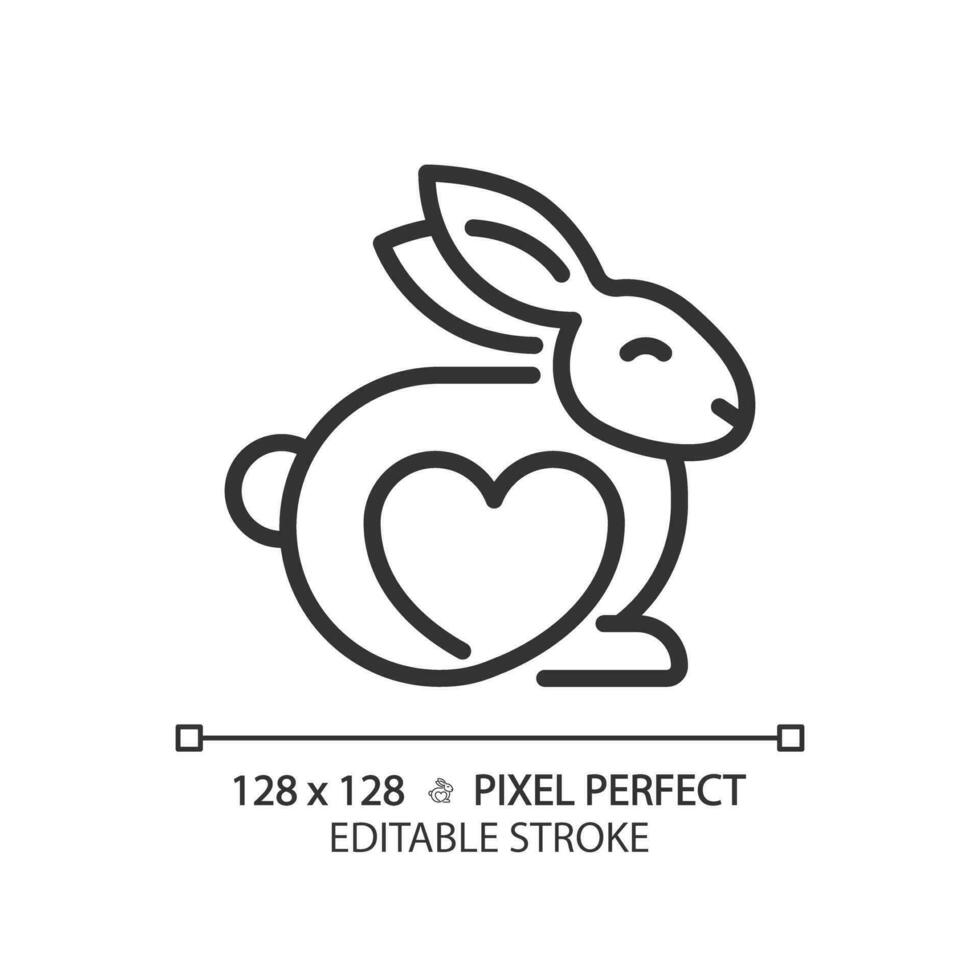 2D pixel perfect editable black cruelty free icon, isolated vector, thin line illustration representing allergen free. vector