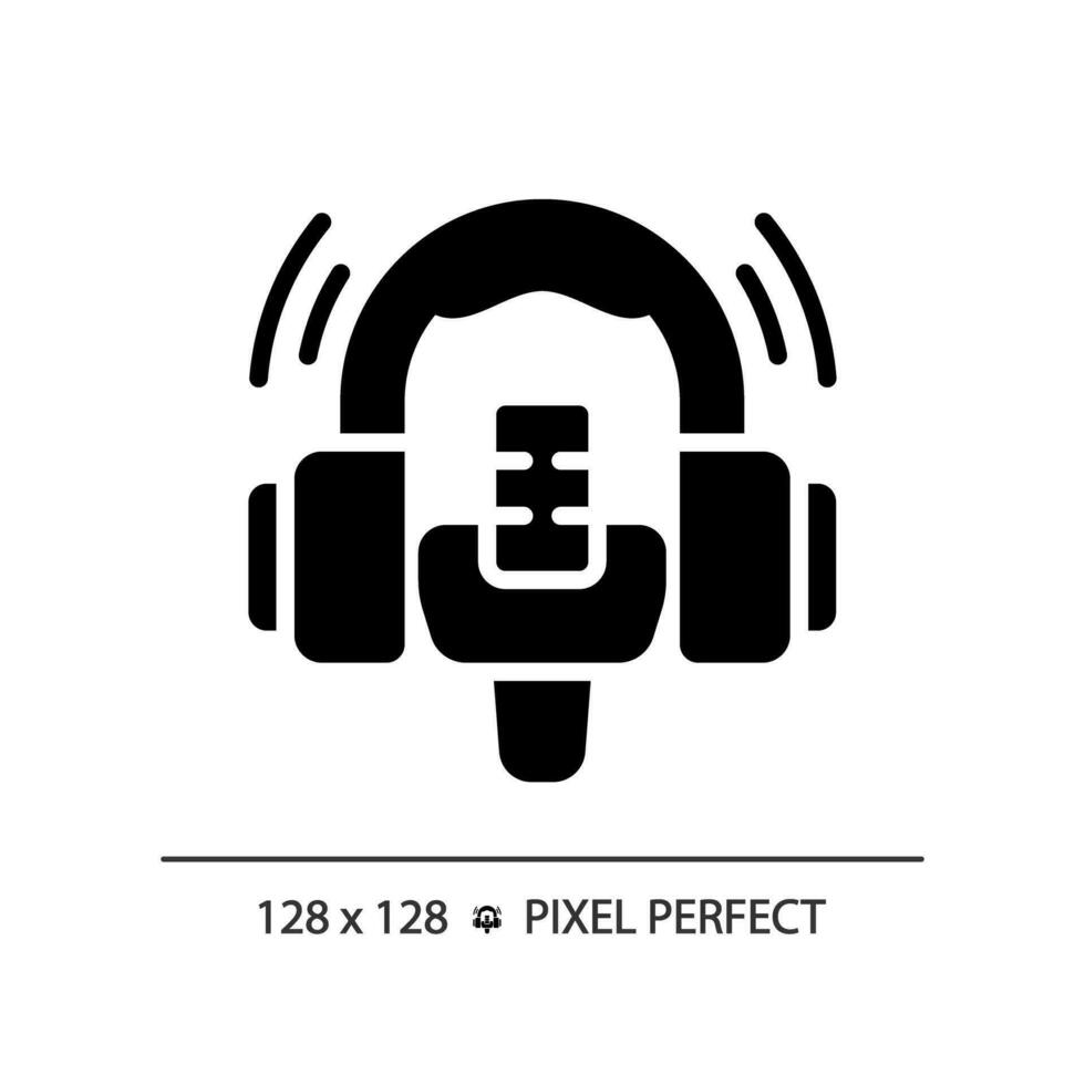 2D pixel perfect glyph style broadcasting icon, isolated vector, thin line illustration representing journalism. vector