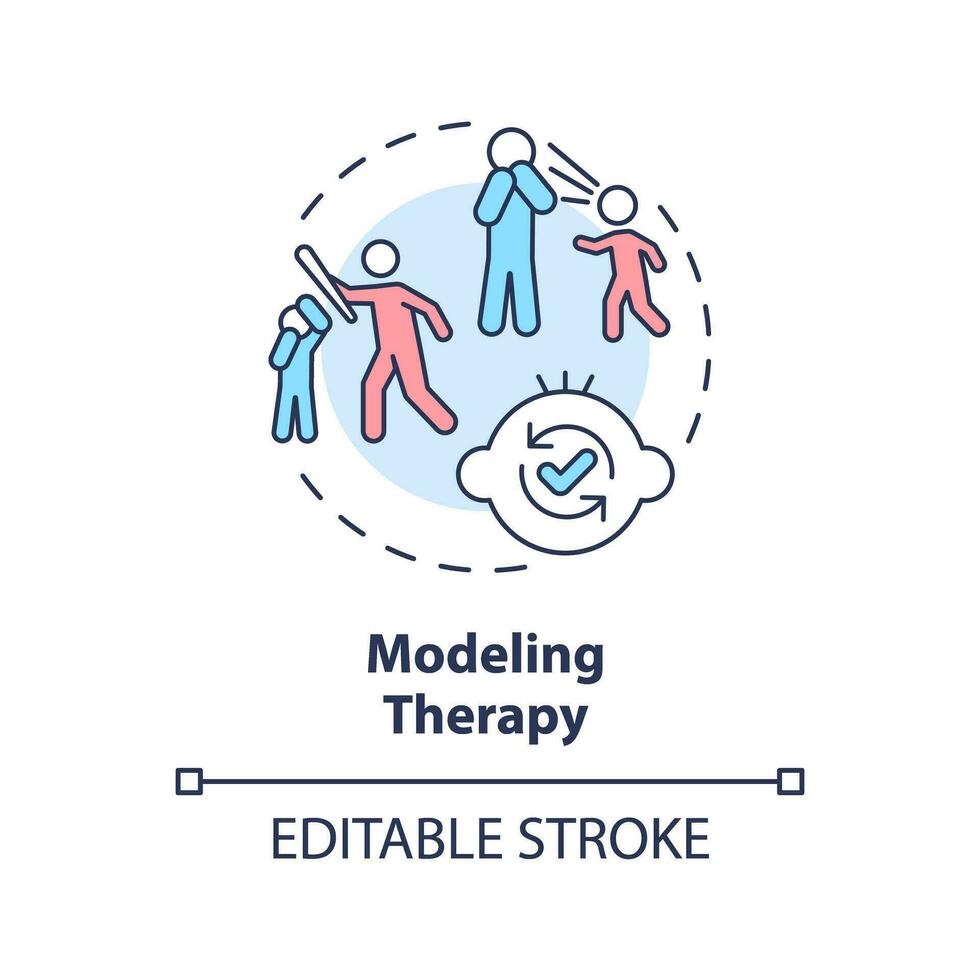 2D editable modeling therapy thin line icon concept, isolated vector, multicolor illustration representing behavioral therapy. vector