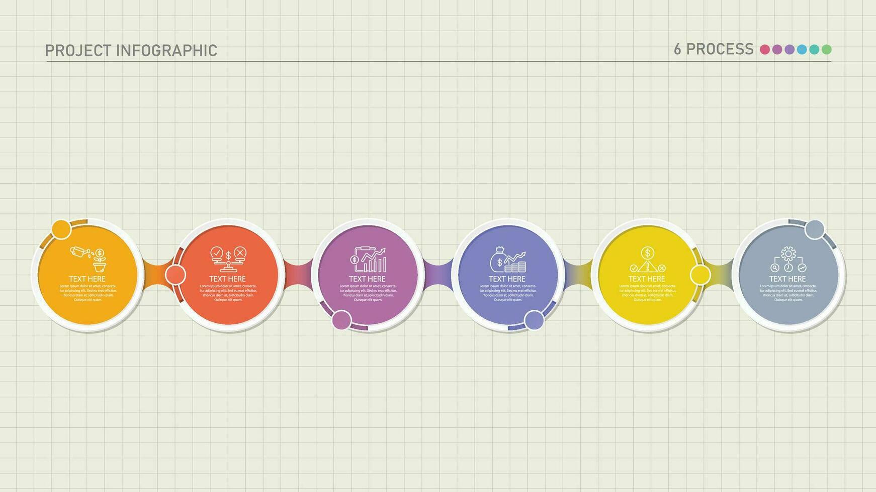 Infographic process design with icons and 6 options or steps. vector