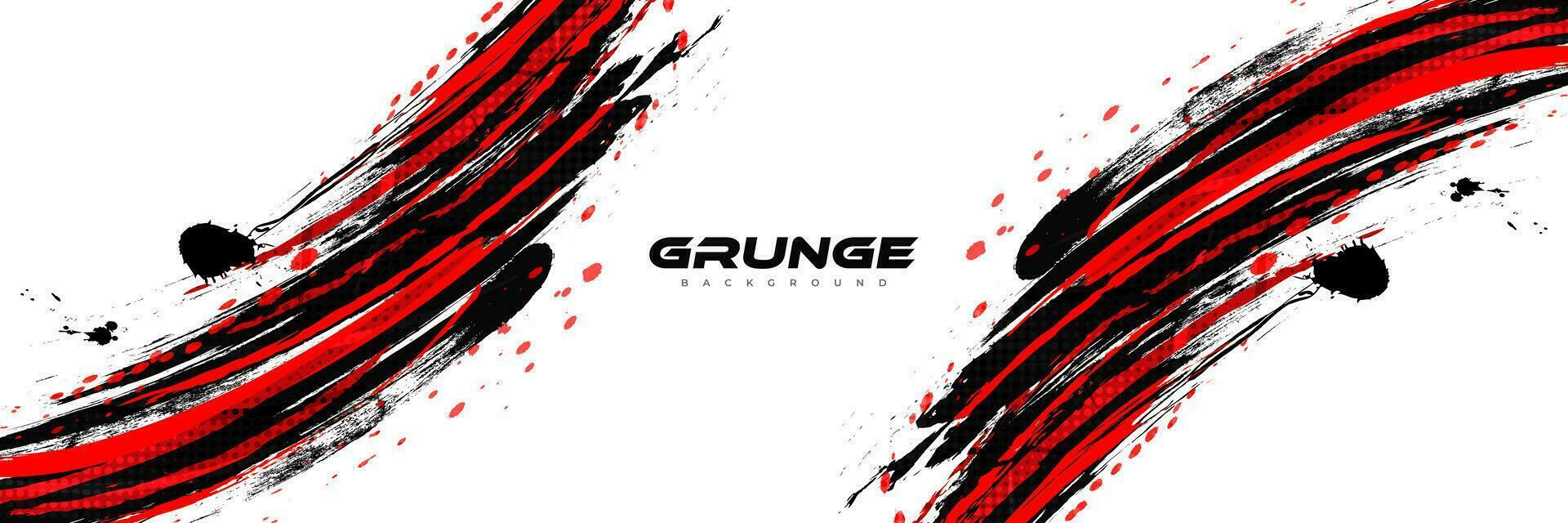 Abstract Red and Black Brush Background with Halftone Effect. Brush Stroke Illustration for Banner, Poster, or Sports Background. Scratch and Texture Elements For Design vector