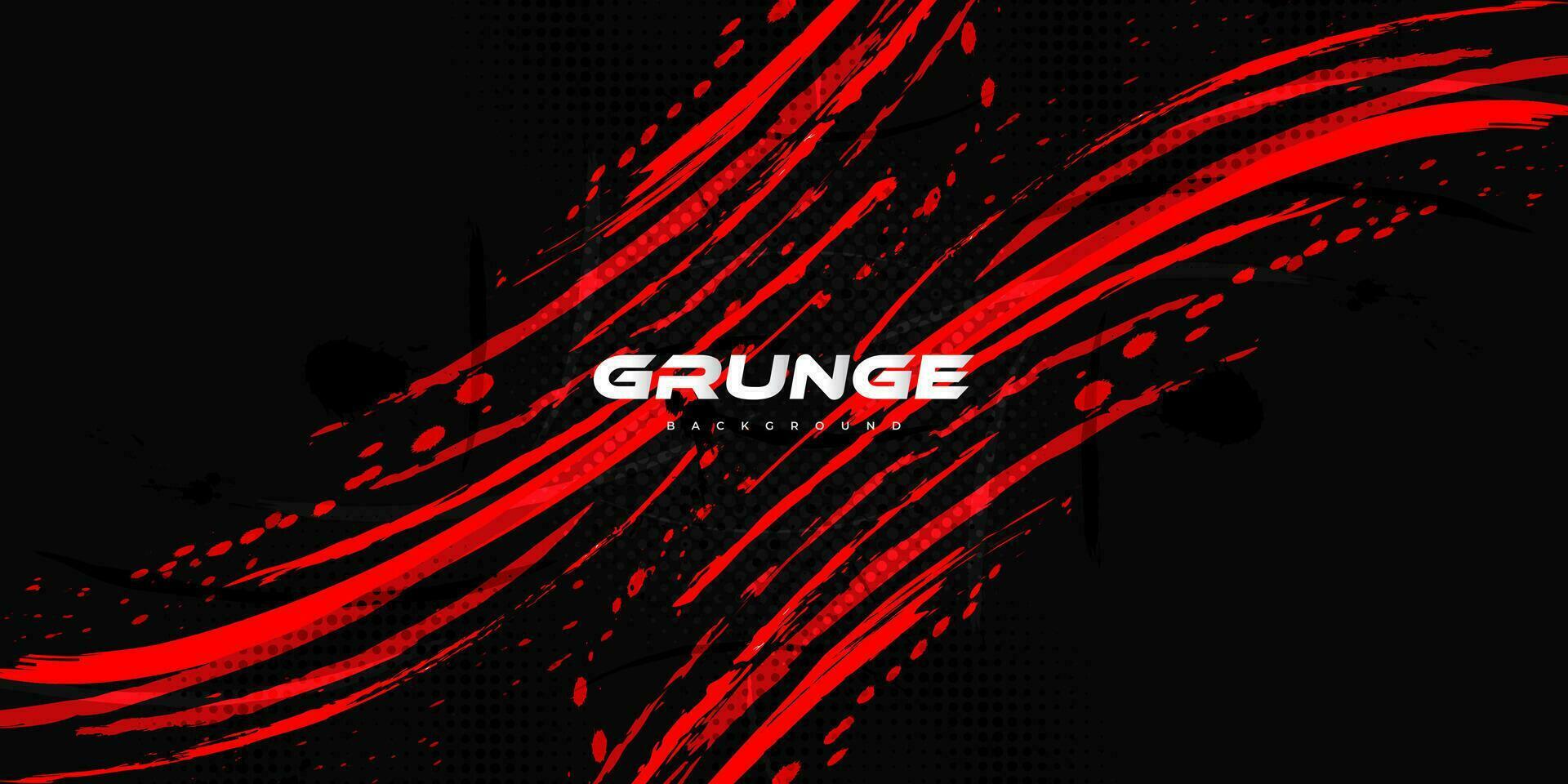 Abstract Red and Black Brush Background with Halftone Effect. Brush Stroke Illustration for Banner, Poster, or Sports Background. Scratch and Texture Elements For Design vector