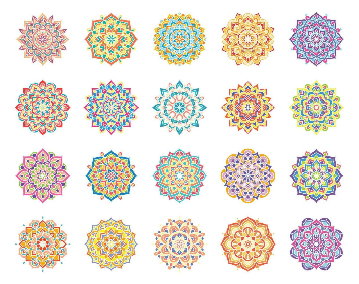 Set of mandala round ornament pattern. Mandala collection vector