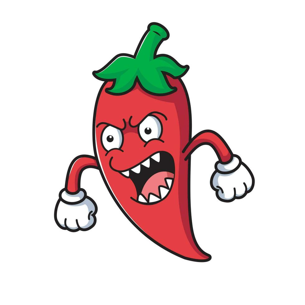chili angry mascot cartoon vector illustration