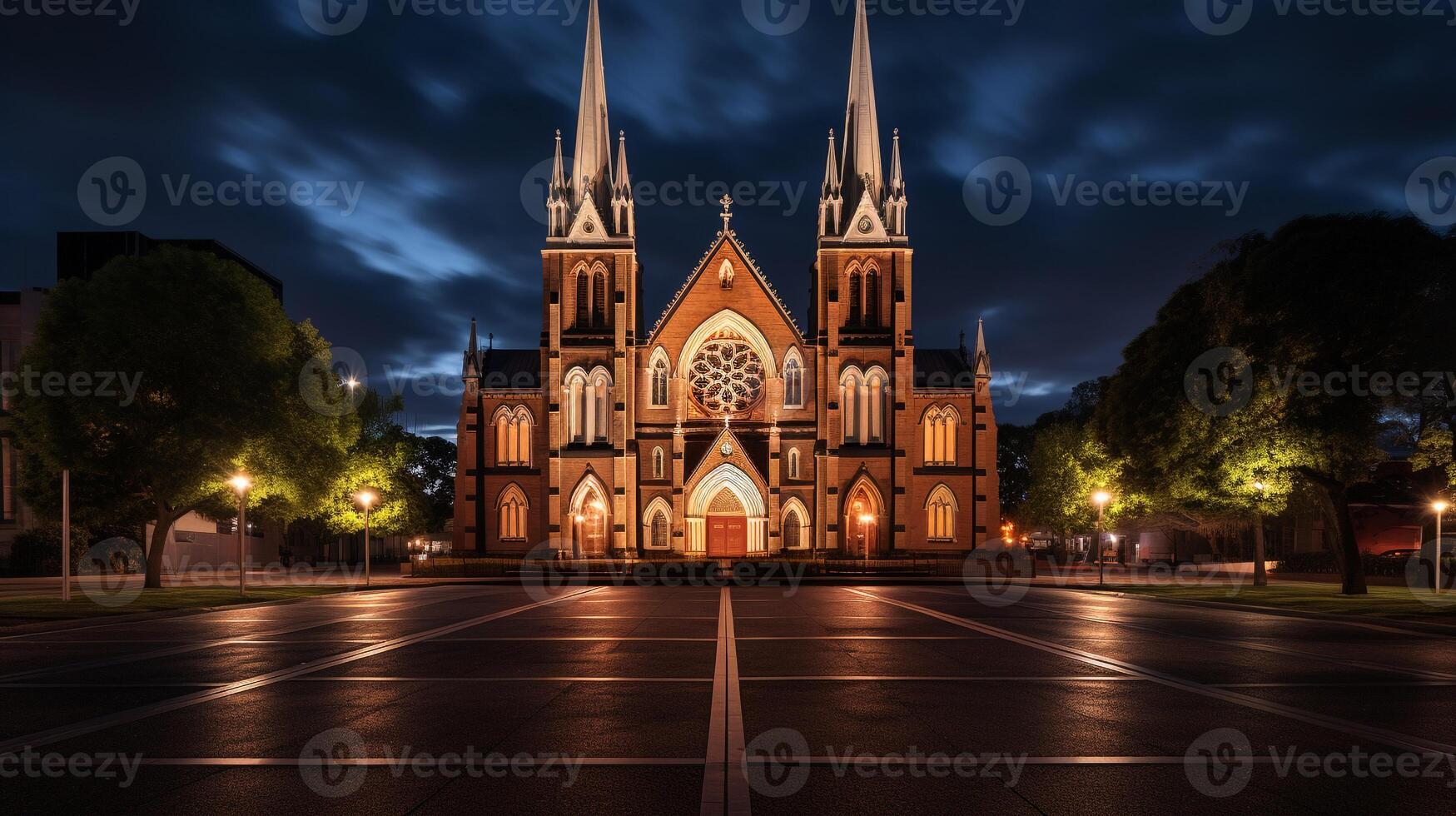 noche ver de S t. albahaca catedral. generativo ai foto