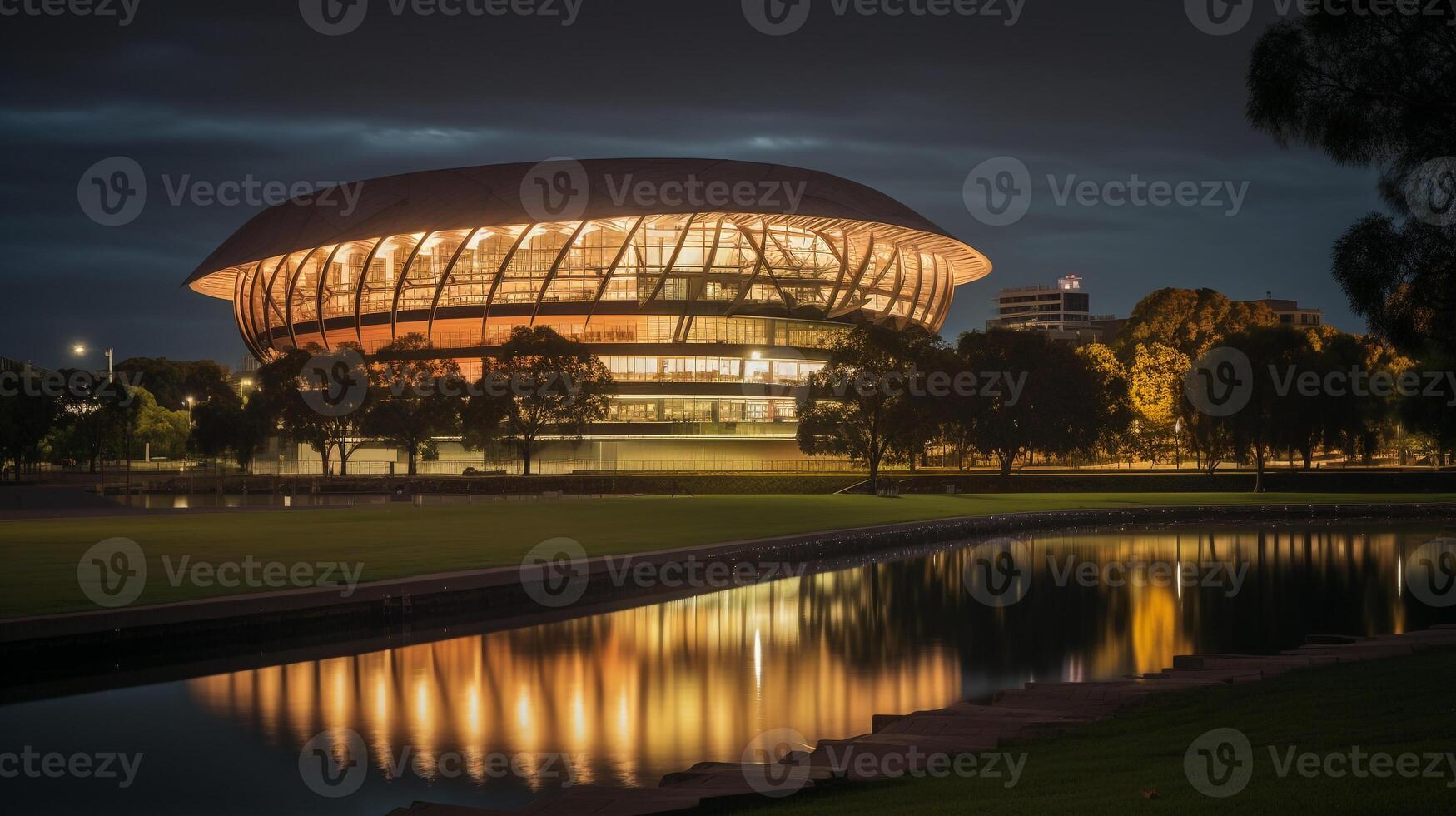 noche ver de el Adelaida oval. generativo ai foto