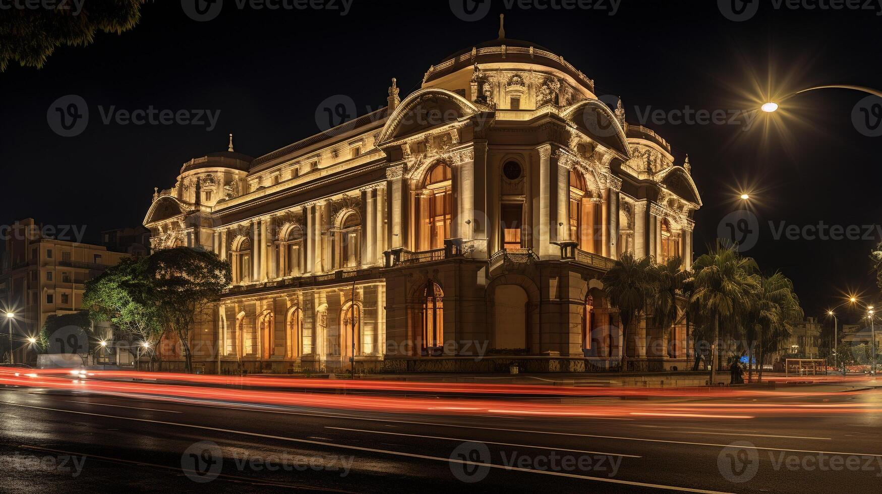 noche ver de teatro amazonas. generativo ai foto