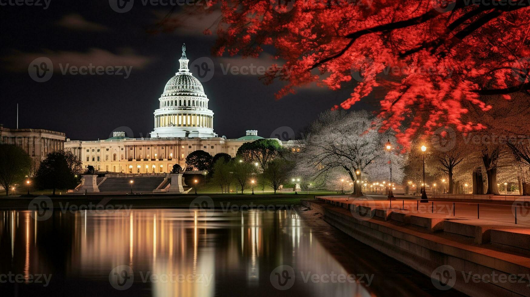 noche ver de unido estados Capitolio. generativo ai foto