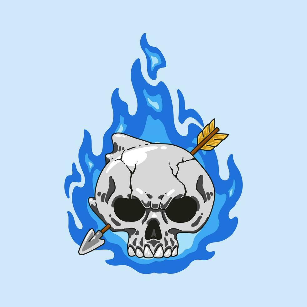 skull in flame vector illustration